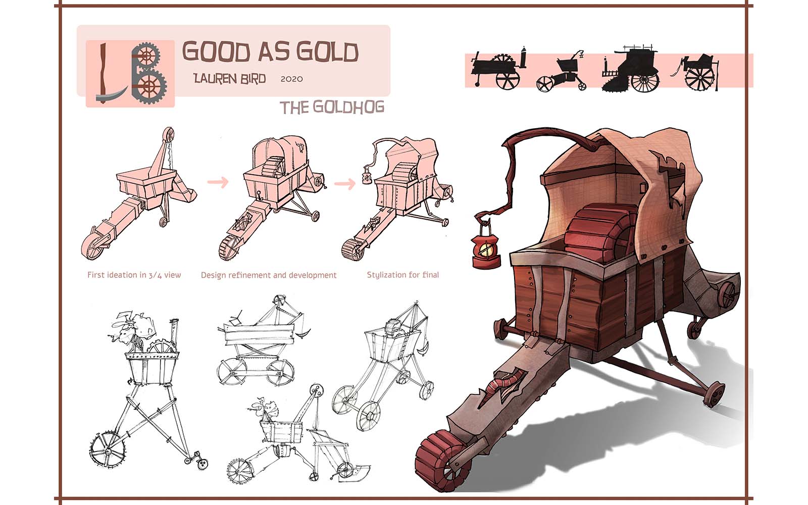 A design sketch for an imagined machine called the Goldhog